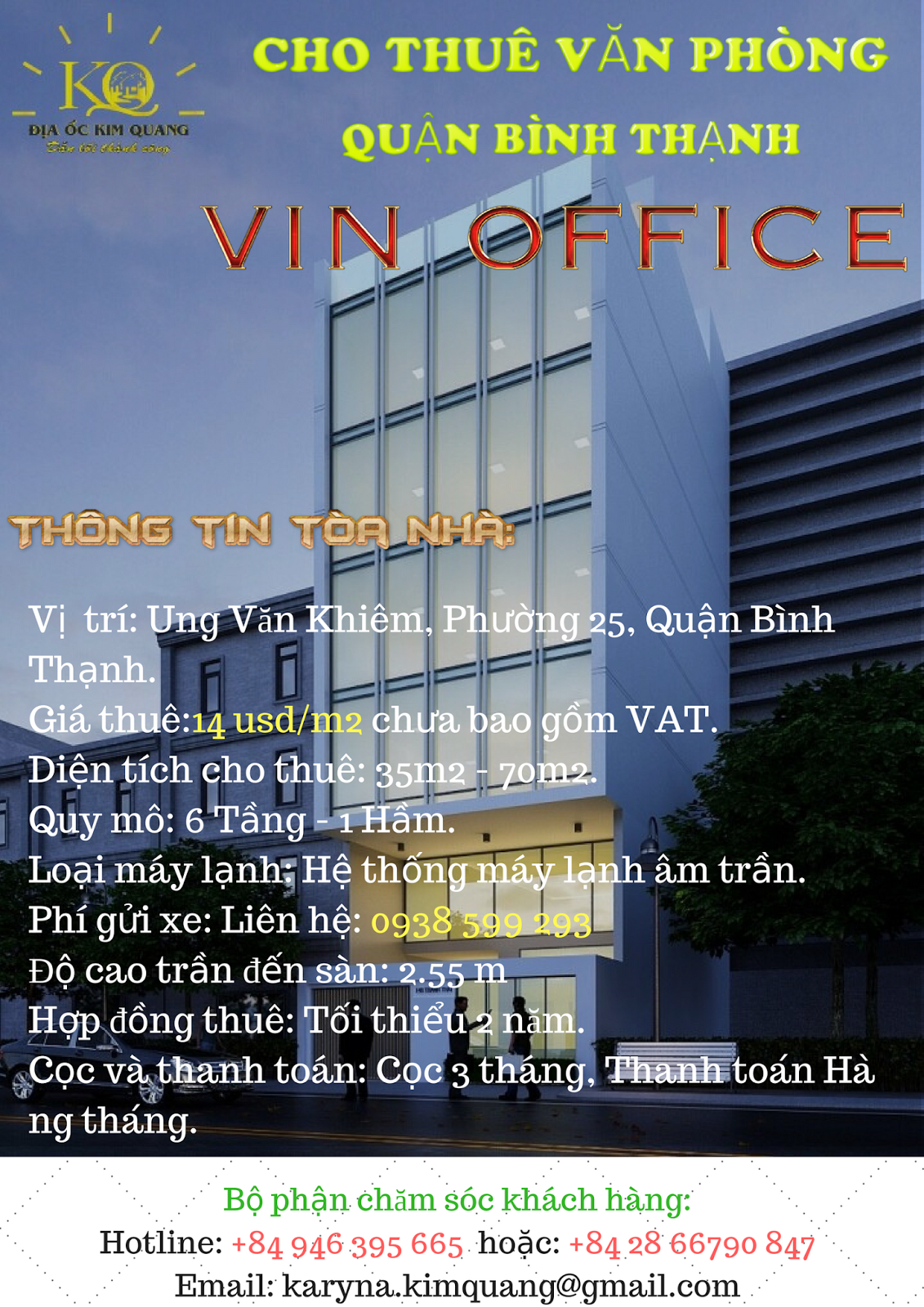 Cho thuê văn phòng quận Bình Thạnh Vin Office 