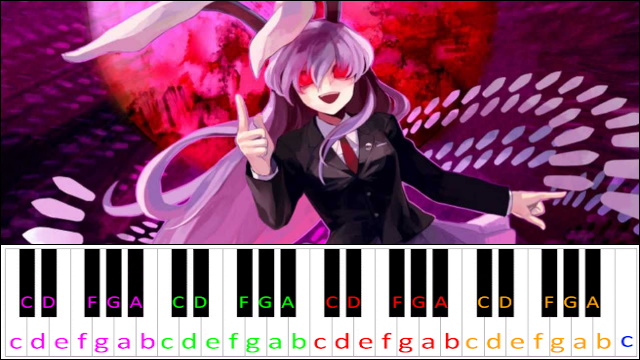 Lunatic Eyes - Invisible Full Moon (Touhou) Piano / Keyboard Easy Letter Notes for Beginners