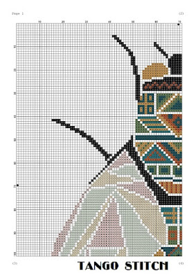 Easy ornament fly insect cross stitch hand embroidery pattern - Tango Stitch