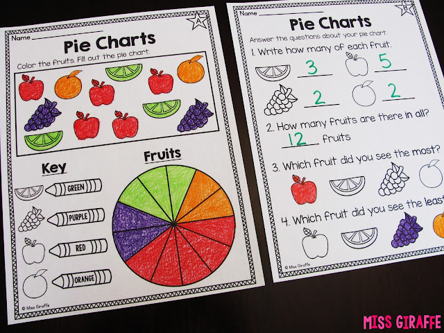 Pie charts worksheets and activities to teach circle graphs in first grade