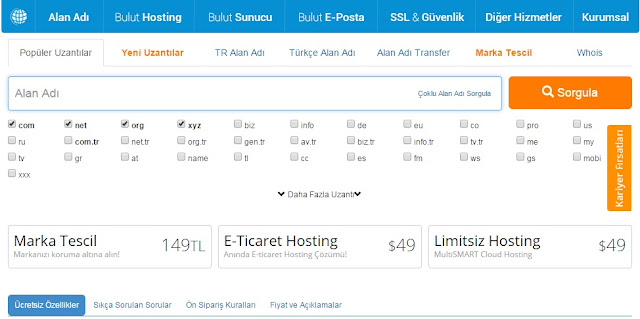 Domain ve Hosting paketleri