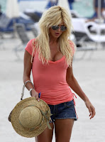 Victoria Silvstedt in Bikini at the Beach in Miami