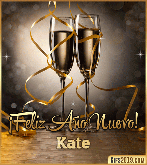 Gif de champagne feliz año nuevo kate