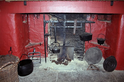 Traditional Irish fireplace in Bunratty Folk Park in county Clare