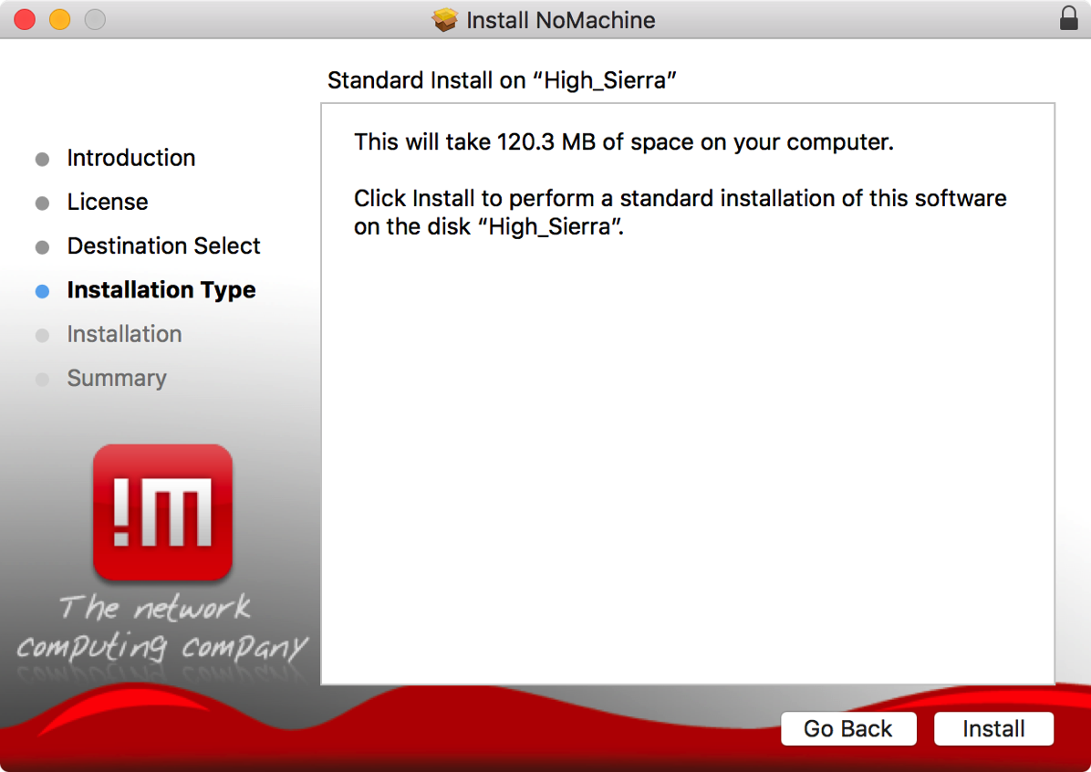 14 installation screen for No Machine