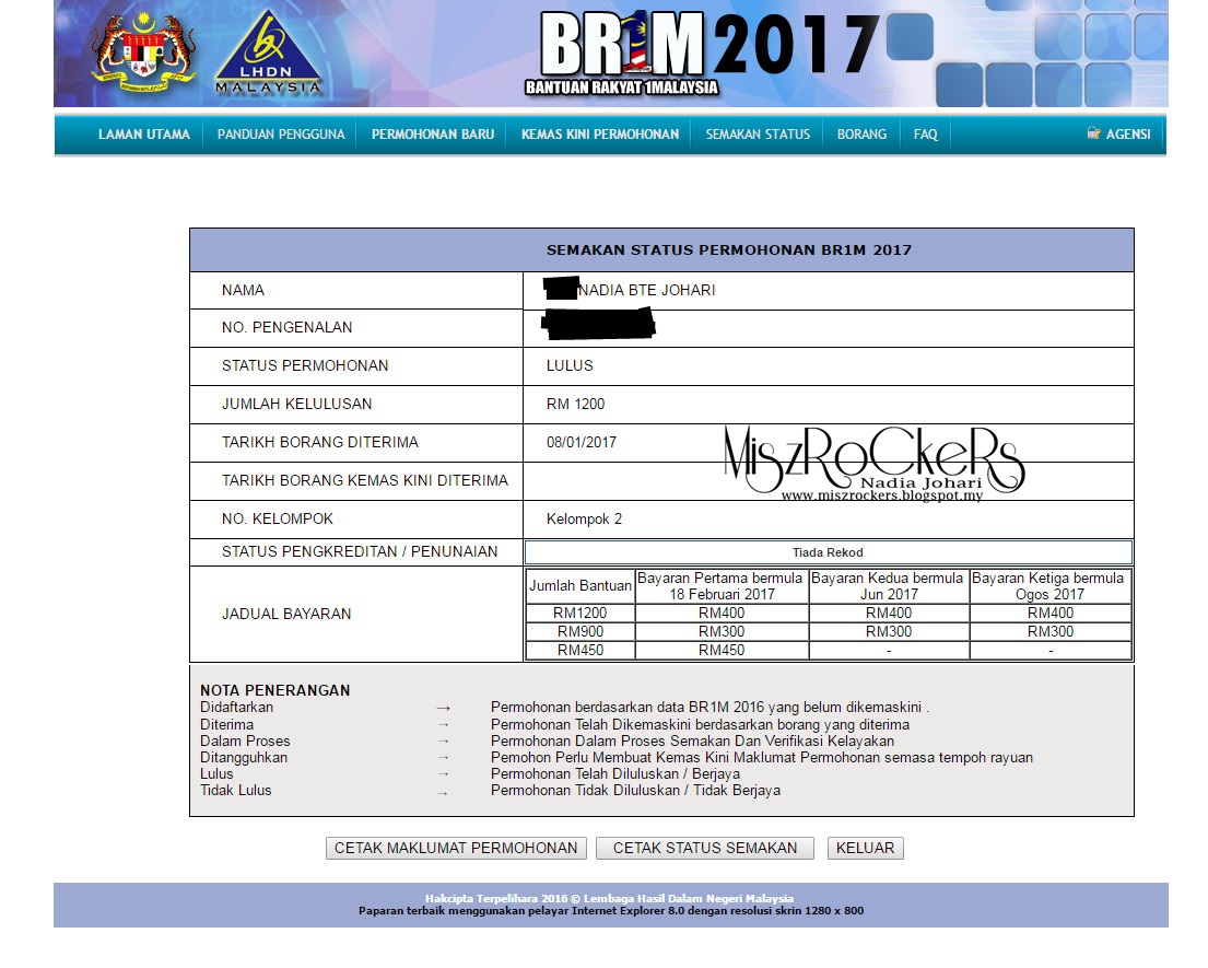 Semakan Brim Dapat Ke Tak - Contoh Main