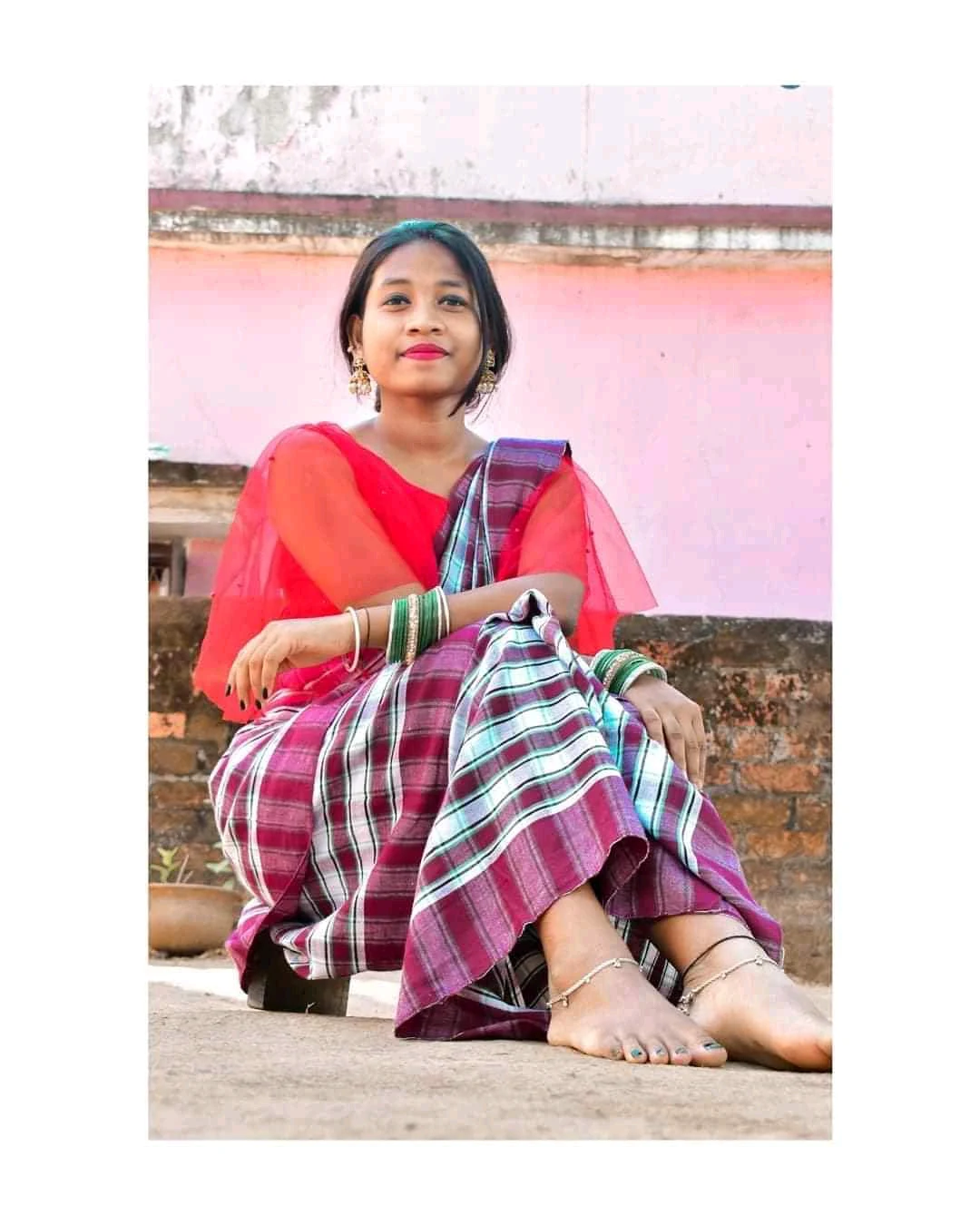 Santali traditional girl top 10 white panchi sharee 😍😍