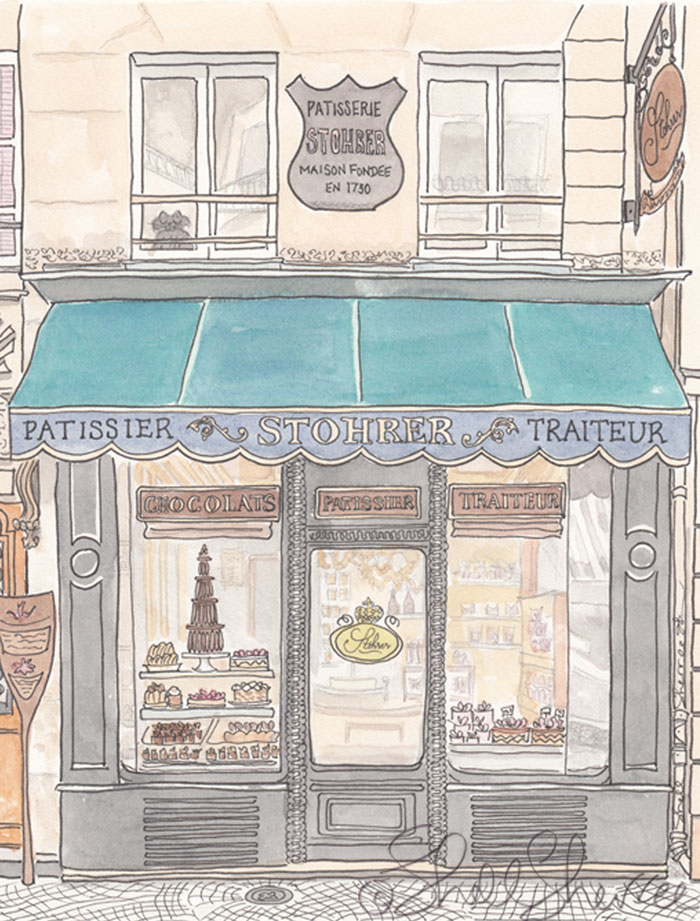 Paris Stohrer Patisserie illustration © Shell Sherree all rights reserved