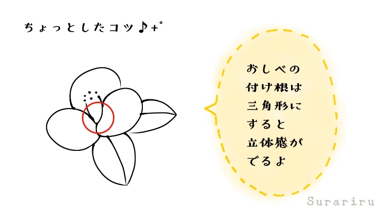 簡単な椿の花のイラストの描き方 遠北ほのかのイラストサイト 簡単な椿の花のイラストの描き方 遠北ほのかのイラストサイト