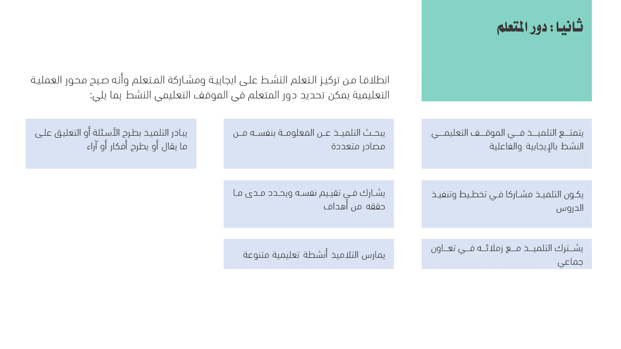 دور المعلم في استراتيجية التعلم النشط