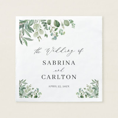  Elegant Greenery Eucalyptus Leaves Wedding Napkin