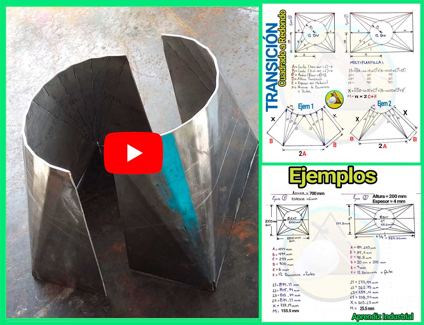 COMO REALIZAR TRANSICION DE BASE RECTANGULAR O CUADRADA A BOCA REDONDA