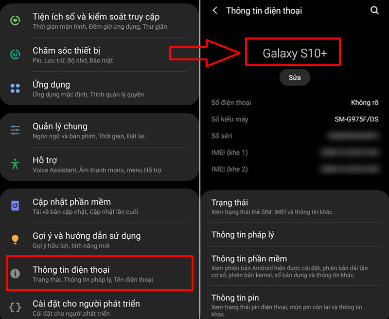 Tra cứu trong phần Cài đặt của máy