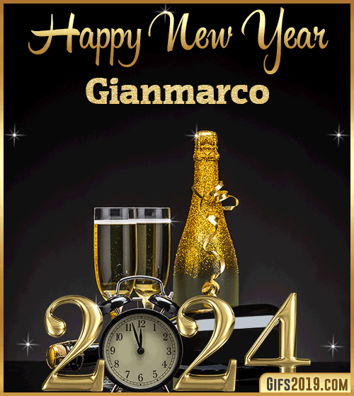 Champagne Bottles Glasses New Year 2024 gif for Gianmarco