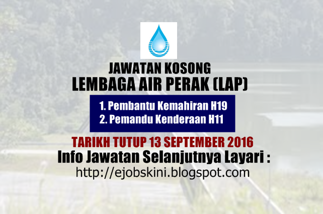 jawatan kosong lembaga air perak (lap) september 2016