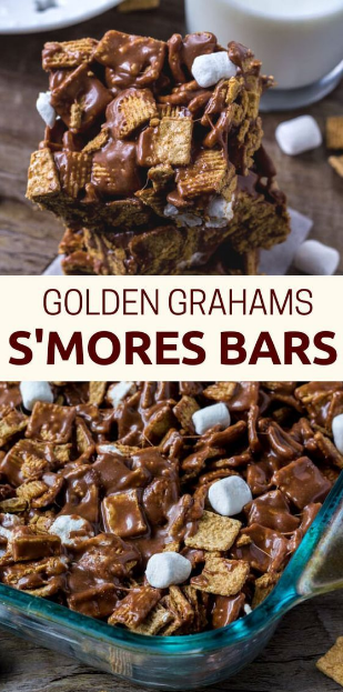 Golden Grahams S'Mores Bars Recipe Easy For dessert bars, dessert delights, dessert recipes, dessert recipes easy, dessert recipes for a crowd, dessert table ideas and amazing dessert.