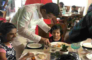 Bhedbhav Ek Mansik Ruganta - what man with two child baby on the dining table