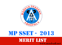 MP SSET 2013 Entrance Test Merit List 