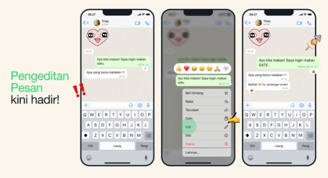 Cara Edit Chat Di WA Agar Gak Typo Lagi