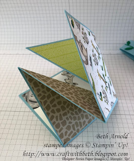 Craft with Beth: Stampin' Up! card Animal Outing stamp set Fun Fold Stampin' Blends Leaf Ribbon Diamond Triangular Fun Fold template