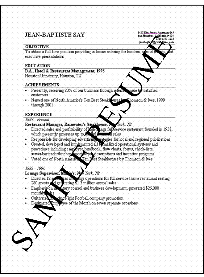 Sample Simple Resume Examples