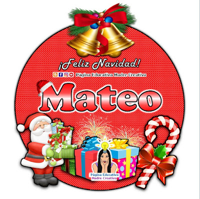 Nombre Mateo - Cartelito por Navidad nombre navideño