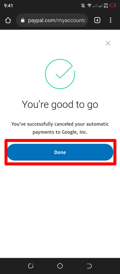 successfully removed google automatic payments in paypal