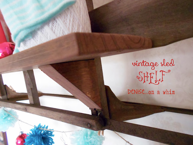 a vintage sled becomes a winter wall shelf via http:/deniseonawhim.blogspot.com