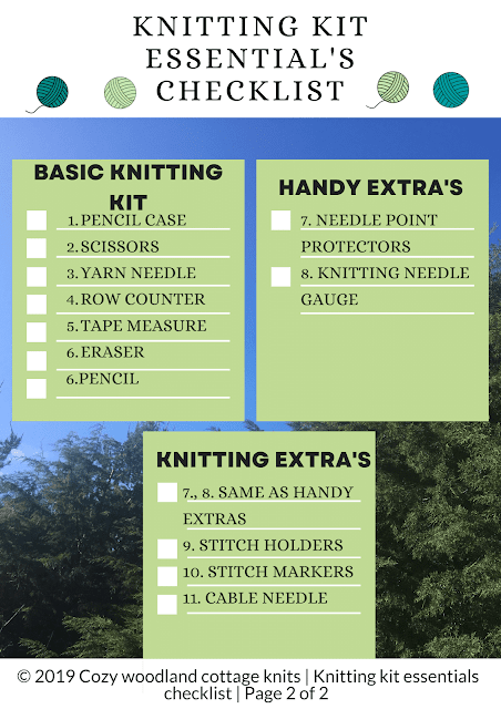 picture of free printable knitting kit essentials checklist sage