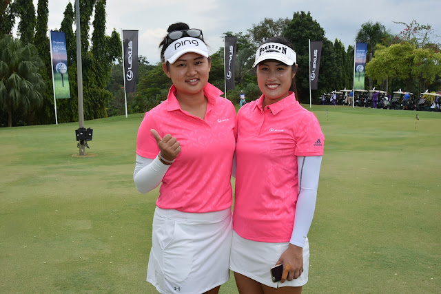 Ladies Professional Golf Association (LPGA) golfers Michelle Koh and Michele Low