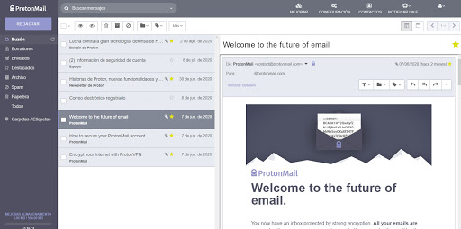 Revisando el correo de ProtonMail