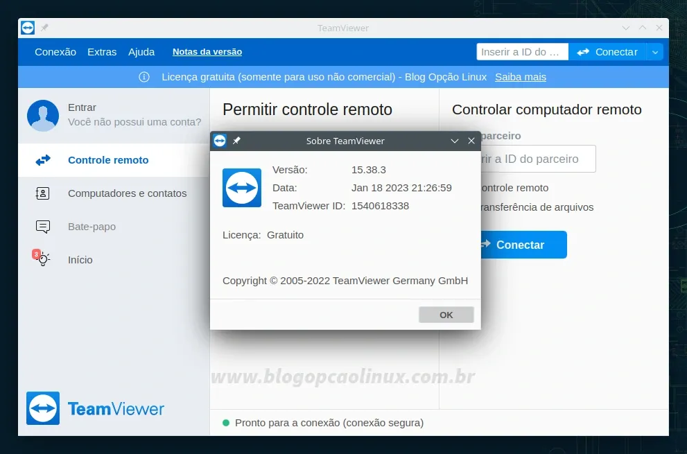 TeamViewer executando no openSUSE Tumbleweed