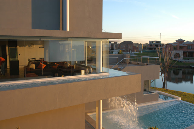 Water falling from the pool on the first floor 