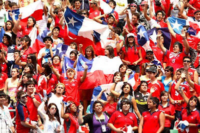 Chilean supporters show their support during the match between Fernando Gonzalez of Chile and Guillermo Canas of Argentina.