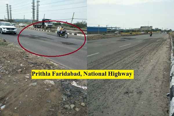 faridabad-prithla-gaon-national-highway-damage-many-times