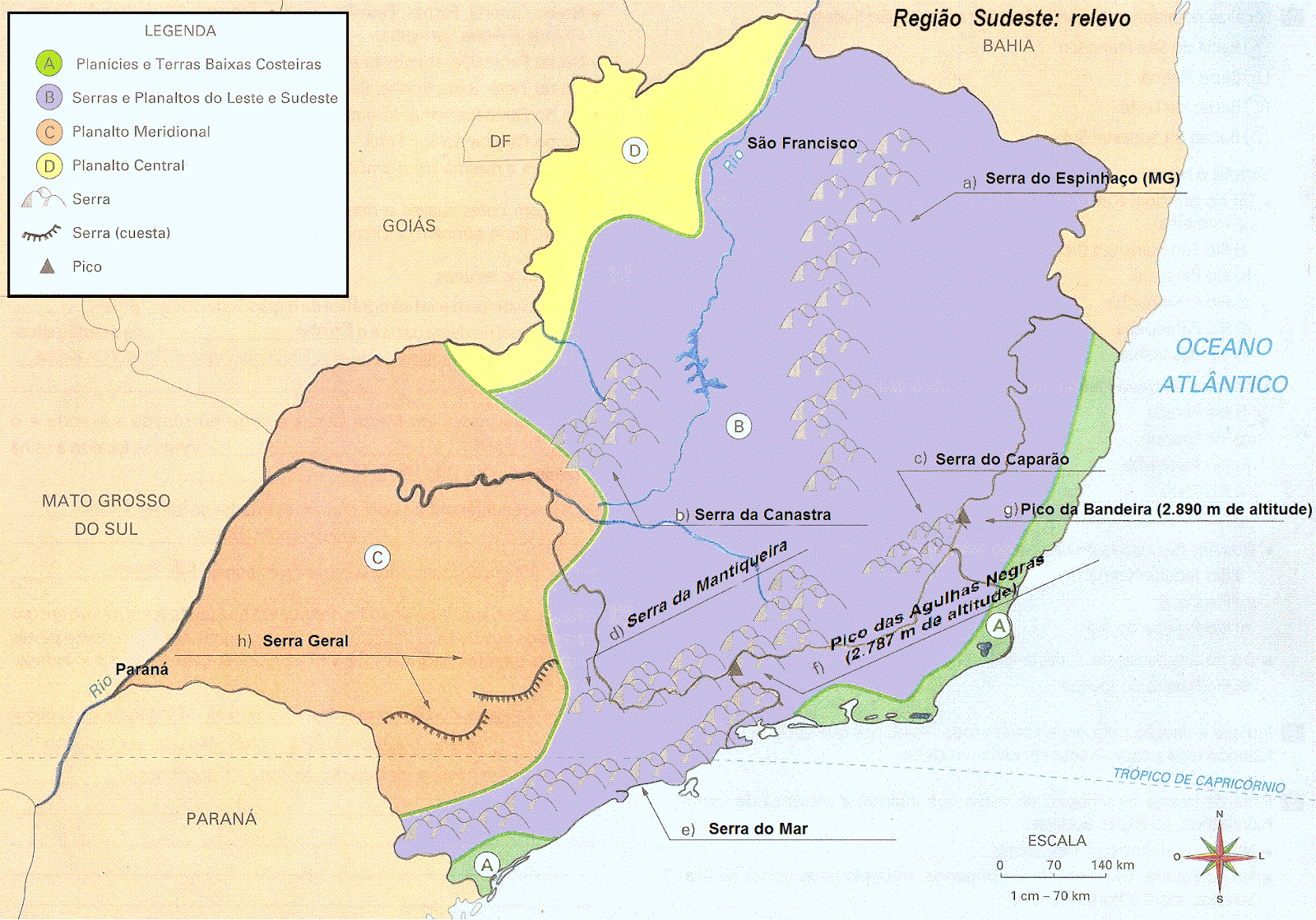 Geografia Fundamental: Região Sudeste - Aspectos físicos Geografia Fundamental: Região Sudeste - Aspectos físicos