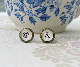 image typography earrings ear studs ampersand at sign symbol two cheeky monkeys jewellery jewelry