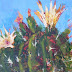 Blooming Cactus Southwest Landscape Paintings by Arizona Artist Amy Whitehouse