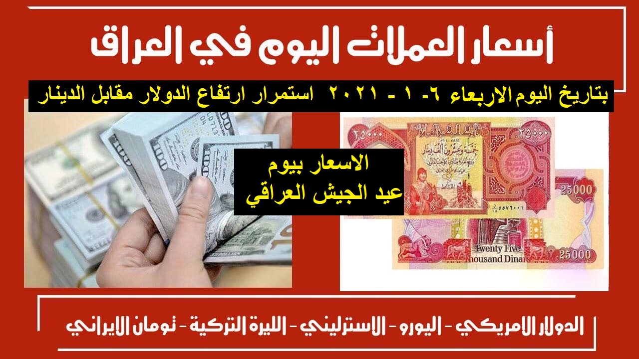 Ø§Ø³Ø¹Ø§Ø± Ø§Ù„Ø¯ÙˆÙ„Ø§Ø± Ø¨ÙŠØ¹ ÙˆØ´Ø±Ø§Ø¡ Ù…Ù‚Ø§Ø¨Ù„ Ø§Ù„Ø¯ÙŠÙ†Ø§Ø± Ø§Ù„Ø¹Ø±Ø§Ù‚ÙŠ Ø§Ù„ÙŠÙˆÙ… Ø§Ù„Ø§Ø±Ø¨Ø¹Ø§Ø¡ 6 1 2021 Ø§Ø³ØªÙ…Ø±Ø§Ø± Ø§Ø±ØªÙØ§Ø¹ Ø§Ù„Ø¯ÙˆÙ„Ø§Ø± Ù…Ù‚Ø§Ø¨Ù„ Ø§Ù„Ø¯ÙŠÙ†Ø§Ø±