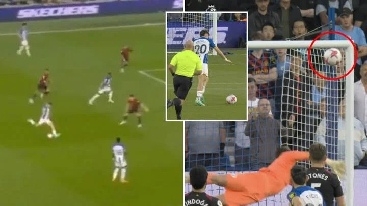 Brighton's Julio Enciso has just scored one of the goals of the season, talk about top bins