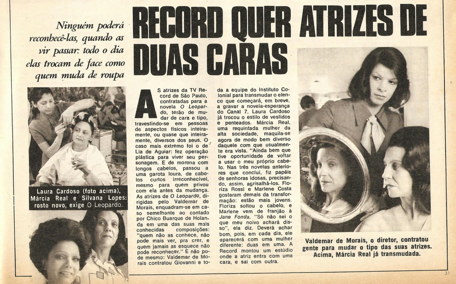revista amiga & novelas: O LEOPARDO - TV RECORD - 1972