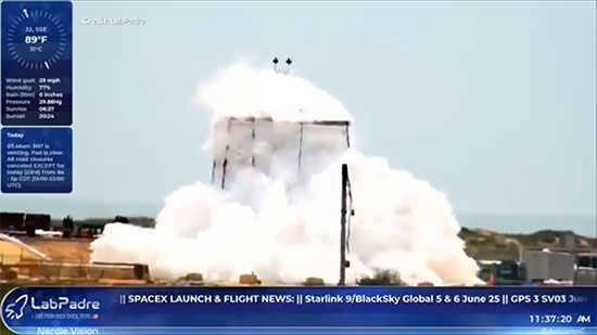 Starship SN7 tank suffers failure during excess pressure test (Source: @LabPadre)