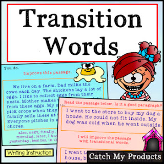 Teach kids how to write using transition words in test for smoother prose. #iteachla #iteachtoo #tpt