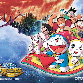 wallpaper doraemon, giant, suneo, nobita, sizuka