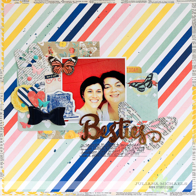 Besties Friends Scrapbook Page by Juliana Michaels featuring BoBunny and Therm O Web Deco Foil and Adhesives