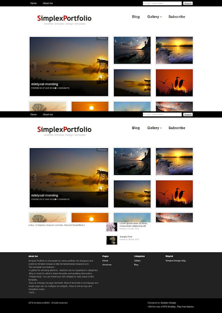 Free gallery blogger template simplex portfolio