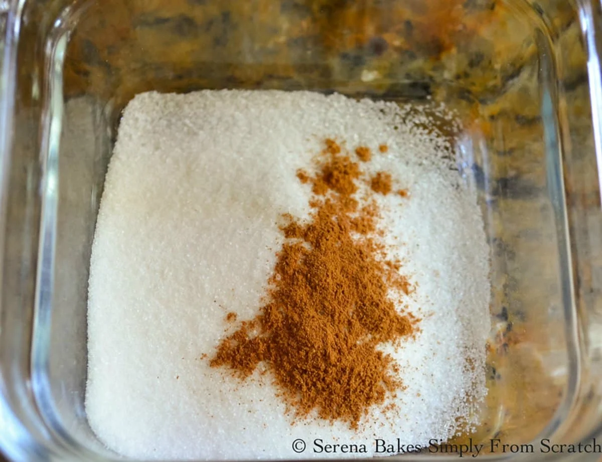 Granulated Sugar and Cinnamon in a bowl.