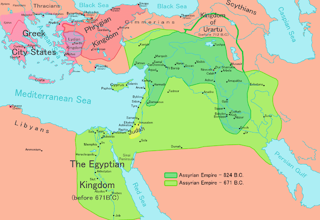 Map of the Assyrian Empire (824-671 B.C.)