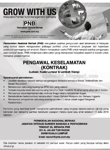 Jawatan Kosong Permodalan Nasional Berhad (PNB)