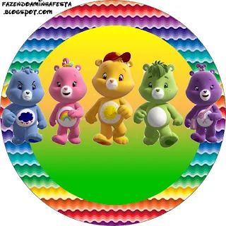 Care Bears with Rainbow Toppers or Free Printable Candy Bar Labels.